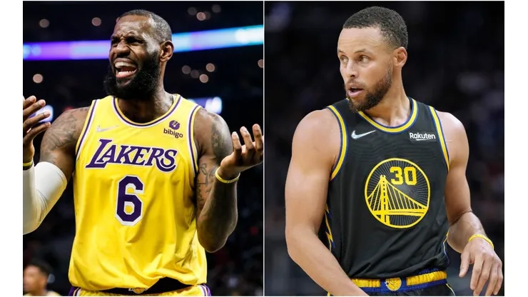Stephen Curry of the Golden State Warriors and LeBron James of Los Angeles Lakers