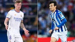 Toni Kroos of Real Madrid (left) and David Silva of Real Sociedad