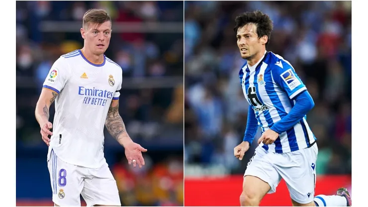 Toni Kroos of Real Madrid (left) and David Silva of Real Sociedad