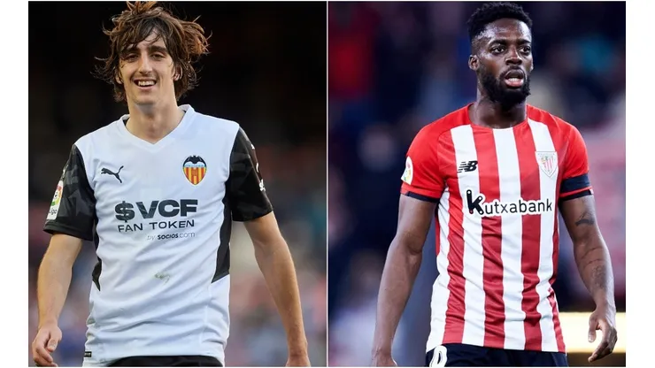 Bryan Gil of Valencia and Inaki Williams of Athletic Club