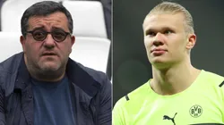 Mino Raiola and Erling Haaland of Borussia Dortmund