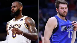 LeBron James of the Los Angeles Lakers and Luka Doncic of the Dallas Mavericks