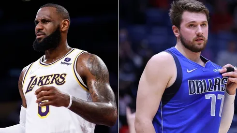 LeBron James of the Los Angeles Lakers and Luka Doncic of the Dallas Mavericks