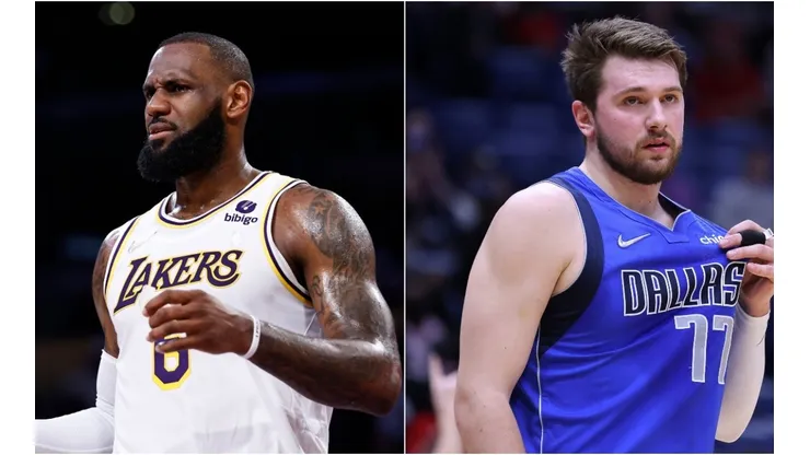 LeBron James of the Los Angeles Lakers and Luka Doncic of the Dallas Mavericks