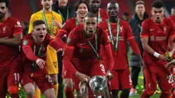 Liverpool celebrate winning the Carabao Cup
