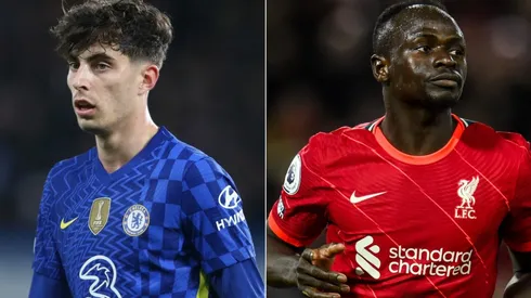 Kai Havertz of Chelsea and Sadio Mane of Liverpool