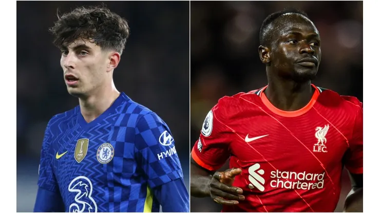 Kai Havertz of Chelsea and Sadio Mane of Liverpool