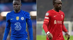 N'Golo Kante of Chelsea FC and Sadio Mane of Liverpool