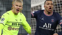 Erling Haaland of Borussia Dortmund and Kylian Mbappe of PSG