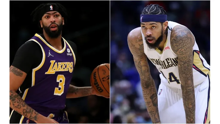 Anthony Davis of the Los Angeles Lakers and Brandon Ingram of the New Orleans Pelicans