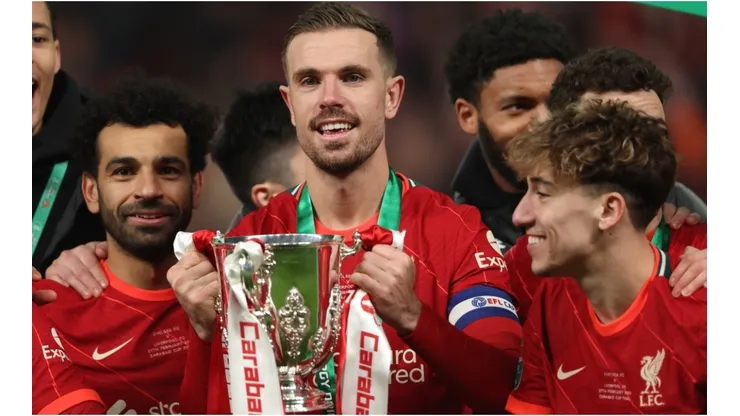 Liverpool with the Carabao Cup Trophy