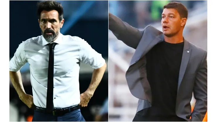 Eduardo Dominguez coach of Independiente and Sebastian Battaglia coach of Boca