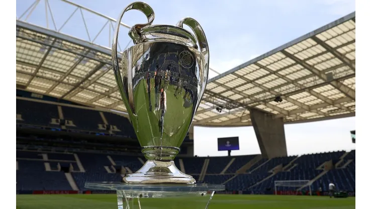 The 2021 Champions Legaue winners trophy at Estadio do Dragao