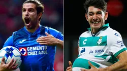 Jose Rivero of Cruz Azul and Jesus Ocejo of Santos