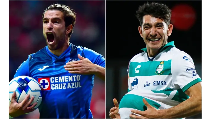 Jose Rivero of Cruz Azul and Jesus Ocejo of Santos