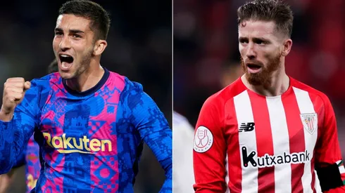 Ferran Torres of Barcelona and Iker Muniain of Athletic Club