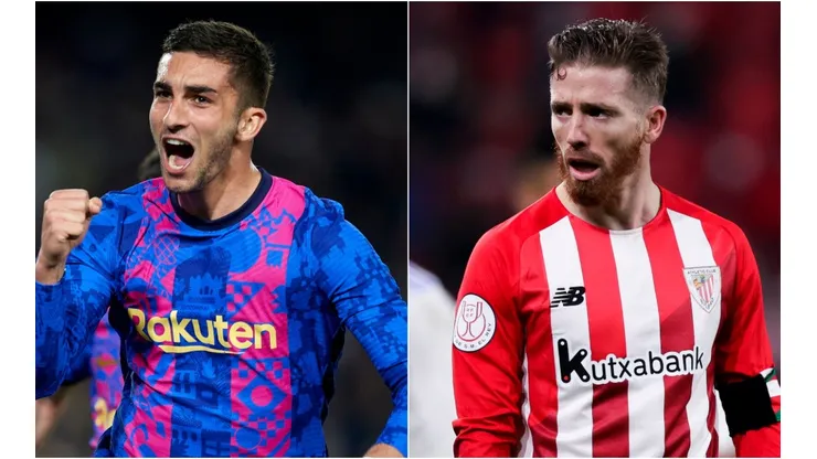 Ferran Torres of Barcelona and Iker Muniain of Athletic Club