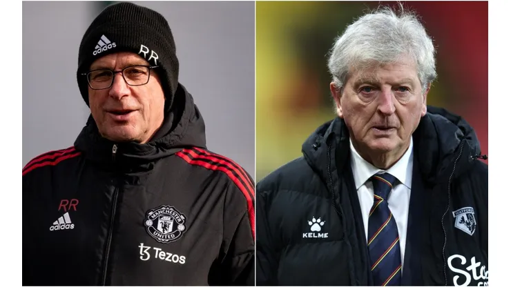Ralf Rangnick of Manchester United and Roy Hodgson of Watford