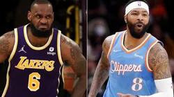 LeBron James of the Los Angeles Lakers and Marcus Morris Sr. of the Los Angeles Clippers