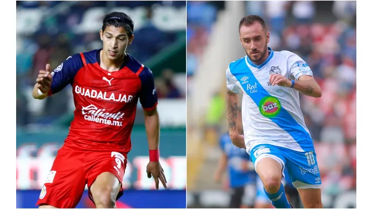 Angel Zaldivar of Chivas (left) and Federico Mancuello of Puebla