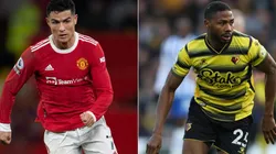 Cristiano Ronaldo of Manchester United (left) and Emmanuel Dennis of Watford.