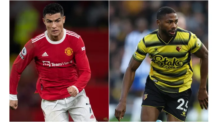 Cristiano Ronaldo of Manchester United (left) and Emmanuel Dennis of Watford.