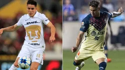 Efraín Velarde of Pumas (left) and Jorge Sánchez #3 of Club America