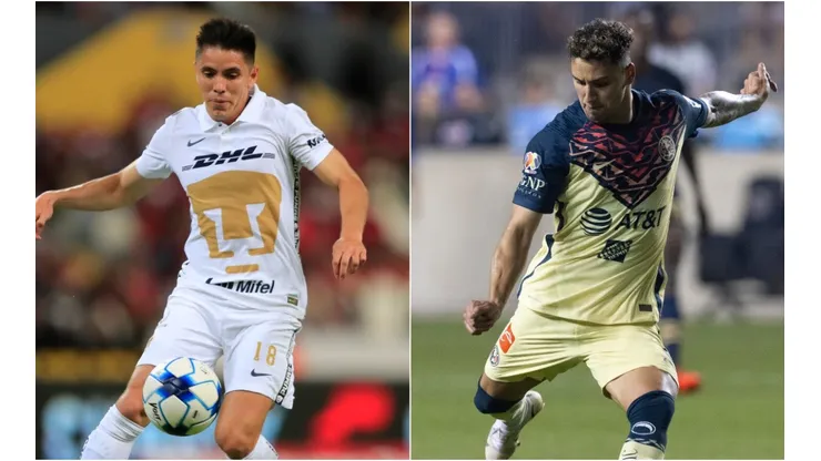 Efraín Velarde of Pumas (left) and Jorge Sánchez #3 of Club America