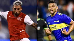 Damian Batallini of Independiente (left) and Frank Fabra of Boca Juniors.