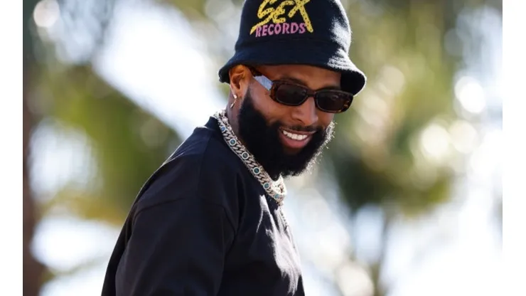 Odell Beckham Jr during Super Bowl parade with Rams