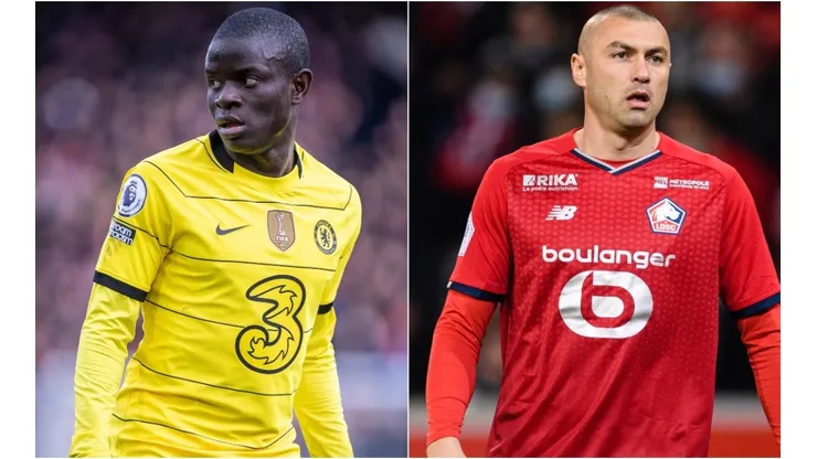 N'Golo Kante of Chelsea and Burak Ylmaz of Lille