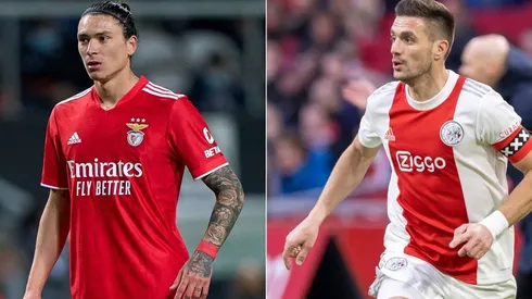 Darwin Nunez of SL Benfica and Dusan Tadic of AFC Ajax