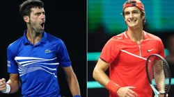 Novak Djokovic (left) and Lorenzo Musetti