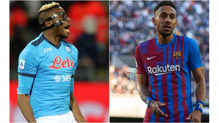 Victor Osimhen of Napoli and Pierre Emerick Aubameyang of FC Barcelona