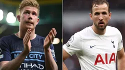 Kevin De Bruyne of Manchester City and Harry Kane of Tottenham Hotspur