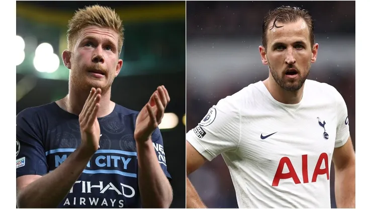 Kevin De Bruyne of Manchester City and Harry Kane of Tottenham Hotspur