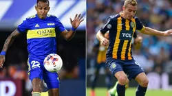 Sebastian Villa of Boca Juniors and Marco Ruben of Rosario Central