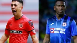 Leonardo Fernandez of Toluca and Bryan Angulo of Cruz Azul