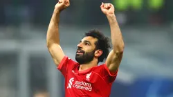 Mohamed Salah celebrates his goal against Inter Milan in the first leg of the UCL round of 16.