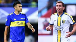 Eduardo Salvio of Boca Juniors (left) and Marco Ruben of Rosario Central.