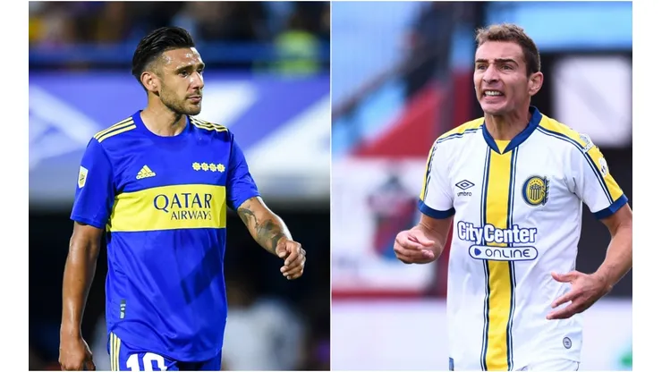 Eduardo Salvio of Boca Juniors (left) and Marco Ruben of Rosario Central.