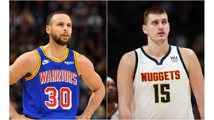 Stephen Curry of the Golden State Warriors and Nikola Jokic of the Denver Nuggets