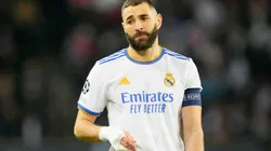 Karim Benzema during Real Madrid's 1-0 loss to PSG in the first leg of the UCL round of 16.