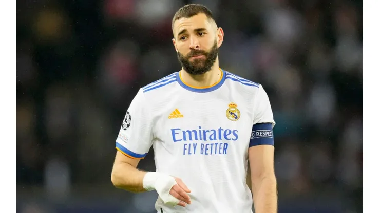 Karim Benzema during Real Madrid's 1-0 loss to PSG in the first leg of the UCL round of 16.