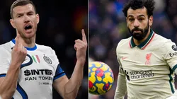 Edin Dzeko of FC Internazionale and Mohamed Salah of Liverpool