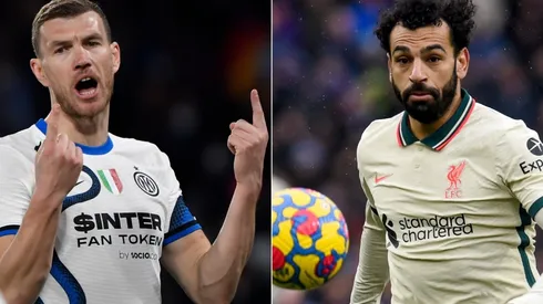 Edin Dzeko of FC Internazionale and Mohamed Salah of Liverpool