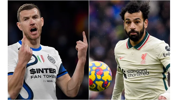 Edin Dzeko of FC Internazionale and Mohamed Salah of Liverpool
