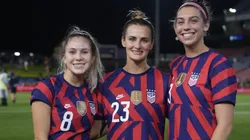 Ashley Sanchez, Emily Fox and Morgan Weaver of the United States