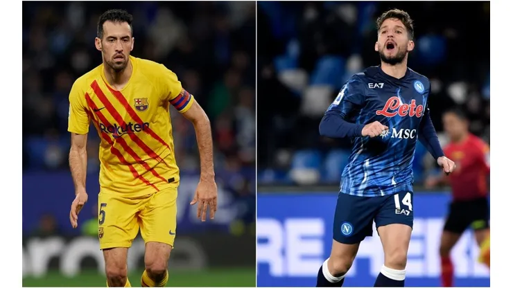 Sergio Busquets of Barcelona and Dries Mertens of SSC Napoli