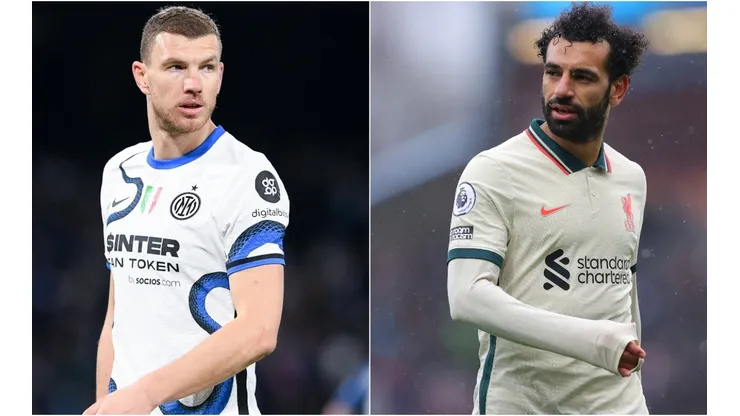 Edin Dzeko of FC Internazionale and Mohamed Salah of Liverpool